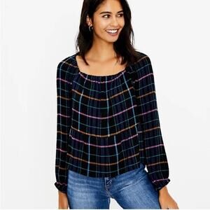 LOFT Multicolor Plaid Blouse NWOT